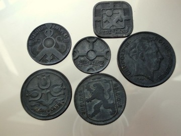 BELGIA zestaw monet cynkowych