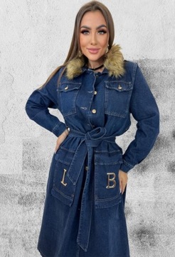 Płaszcz jeansowy L'Ola Bianka rozmiar plus size