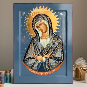 Ostrobramska ikona Matki Bożej. Rozmiar 30x40 cm.
