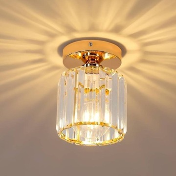 Plafon sufitowy kryształowy złoty żyrandol lampa