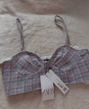 (40/L) ZARA/Top z mieniącą nitką z Madrytu, NOWY 