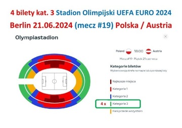 EURO 2024 BERLIN Polska - Austria x 4 BILETY