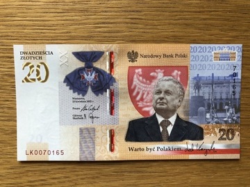 20zł banknot - Warto być Polakiem - LECH KACZYŃSKI