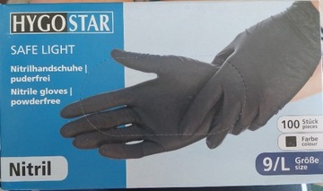 HygoStar rękawiczki rękawice nitrylowe bezpudrowe czarne L - 100 sztuk