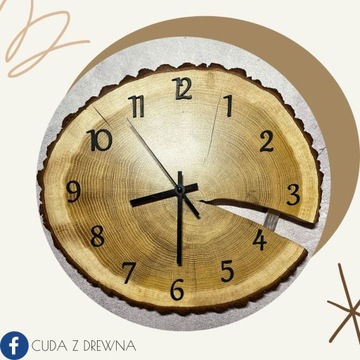 Unikatowy zegar z drewna 30 cm - na zamówienie!