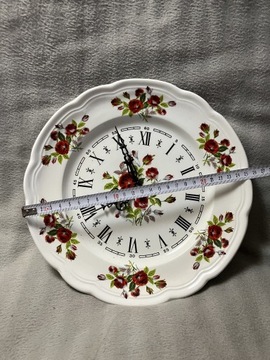 talerz ceramiczny zegar naścienny ddr prl kwiatki