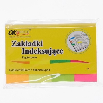 Zakładki indeksujące papierowe kolorowe 4x20x50mm