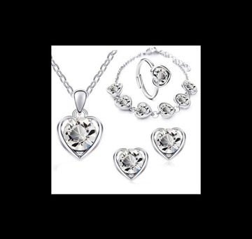 Luksusowy komplet biżuterii srebrnej z kryształami
