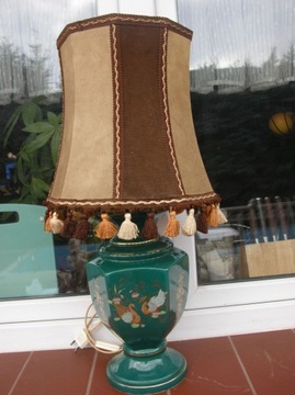 stara porcelanowa lampa lampka zieleń