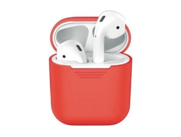 Apple AirPods 1 2 silikonowe etui case czerwony