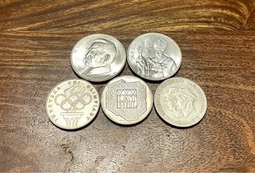 Zestaw 5 srebrnych monet PRL (Ładne stany)