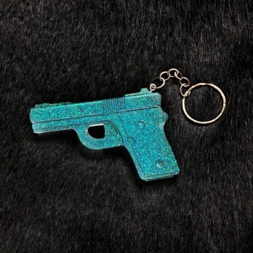 Niebieski Brelok Pistolet z Żywicy Epoksydowej