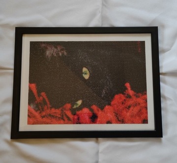 Obraz Czarny kot w płatkach r
