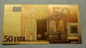 BANKNOT KOLEKCJONERSKI 50 EURO POZŁACANY 24 K 