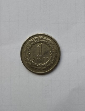 1 zł złoty z 1992 r. mennica polska, defekt 