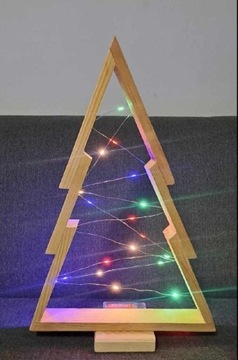 Drewniana choinka z lampkami LED,ozdoba świąteczna