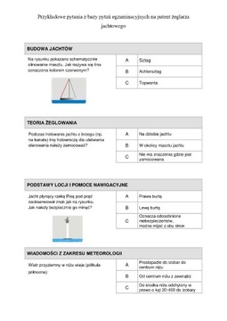 Żeglarz jachtowy - Baza pytań egzaminacyjnych PZŻ 