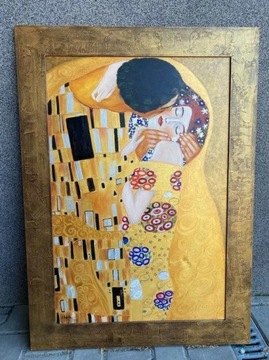 Obraz na płótnie Klimt "Pocałunek" w ramie z drewn