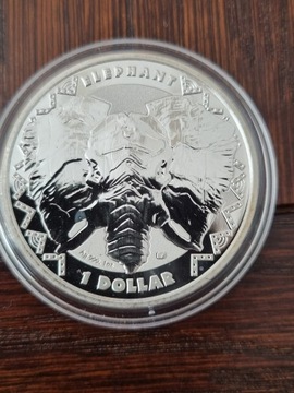 BIG FIVE SIERRA LEONE SŁOŃ UNCJA SREBRA 1 DOLLAR.