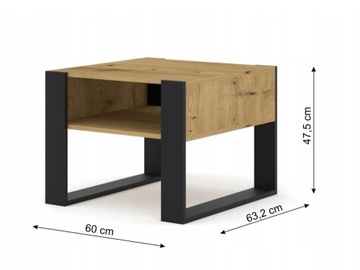 Stolik kawowy 60 x 60 x 47cm dąb artisan