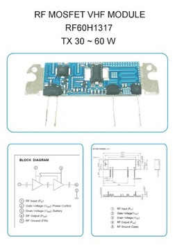 RF60H1317 WZMACNIACZ VHF 135-175MHz TX60W 12/24VDC