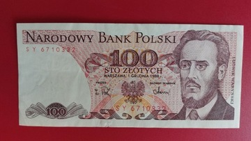 Banknot 100 zł z 1988r, Seria SY