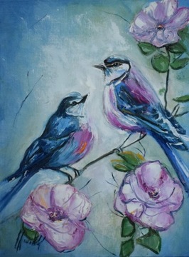 L.Omiotek olej panel 30/40"Śpiew ptaków"