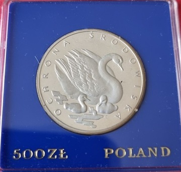 500 zł Łabędź 1984 rok, srebro 750 ,mennicza 
