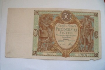  Banknot 50 zł.1929 r.  seria EL
