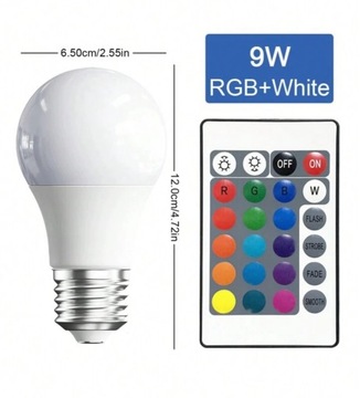 9W LED Kolorowa Żarówka