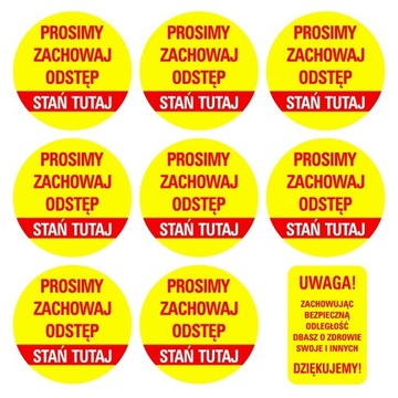 NAKLEJKI na podłogę ZACHOWAJ ODSTĘP wirus 