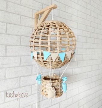 Lampka kinkiet nocna balon turkus handmade