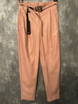 Spodnie skórzane Pinko z paskiem r.40