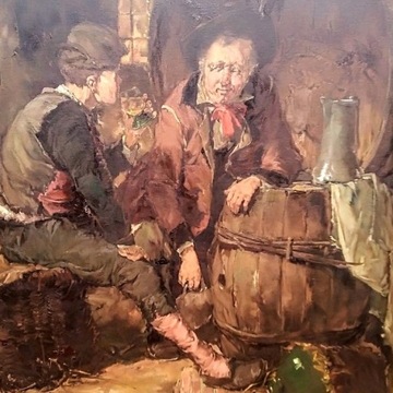 Gerhard Dickmeis obraz olejny "Rozmowy przy winie"