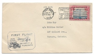 Pierwszy lot pocztowy USA - Kanada, 15.6.1929