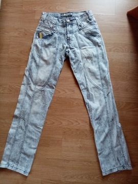 Spodnie męskie jeansowe biało-szare