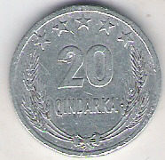 Albania 20 Qindarka 1969