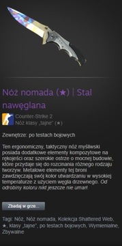 Nóż nomada Stal nawęglana (ff) Skiny cs go kosa