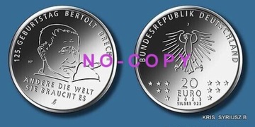 20 Euro-2023r-Niemcy-Bertold Brecht -Ag925 NOWŚĆ  