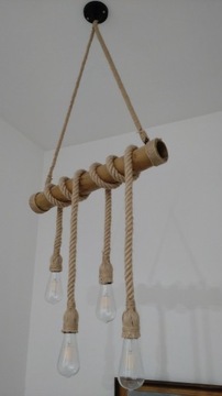 Lampa wisząca loft bambus ze sznurem 