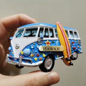 Magnes na lodówkę 3D Hawaje bus niebieski w gwiazd