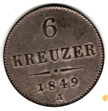 Austria 6 krajcarów, 1849 r