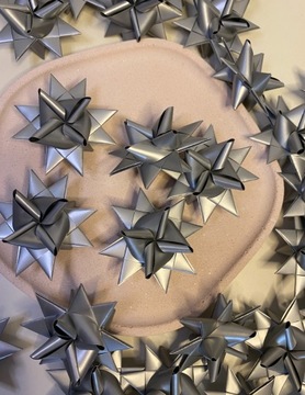 Gwiazdki na choinkę handmade srebrne średnie 10szt