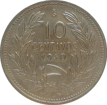Chile 10 centavos 1940, KM#166