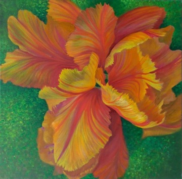 "Ekspresja koloru" Nowoczesny obraz olejny tulipan