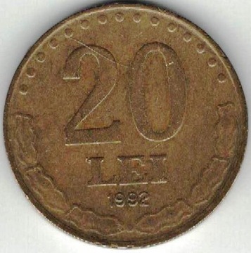 Rumunia 20 lei lejów 1992 24,1 mm  nr 1