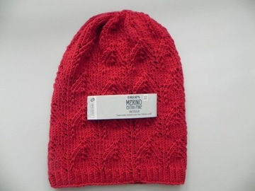 Czerwona czapka 100% MERINO