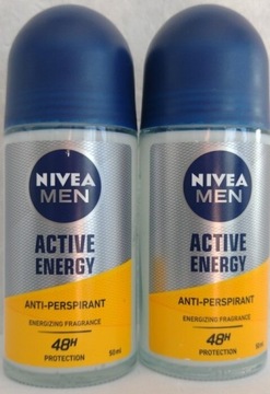 2× antyperspirant roll-on Nivea Men active energy