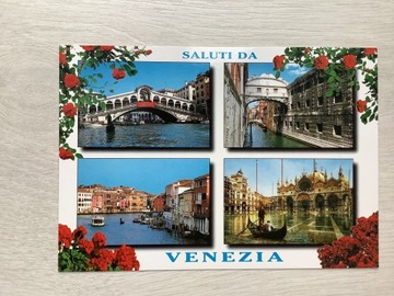 Wenecja mosty gondola pocztówka