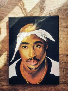 Portret 2pac Tupac w farbie olejnej i akrylowej 